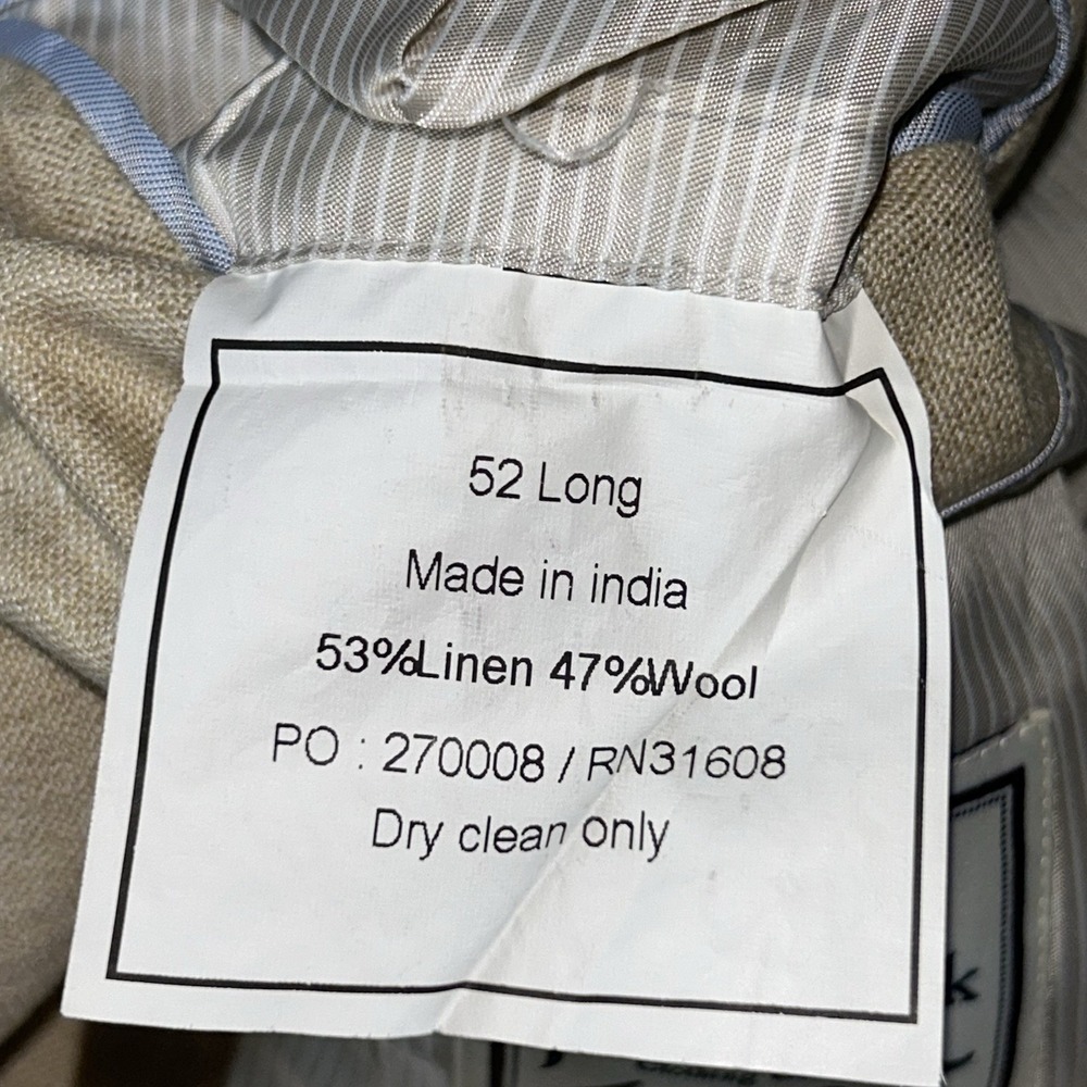 Jos A Bank 1905 Sport Coat 52L Beige Linen Wool Blend Blazer Two Button Jacket - Picture 7 of 14